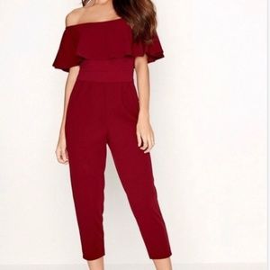 Girls on film burgundy jumpsuit